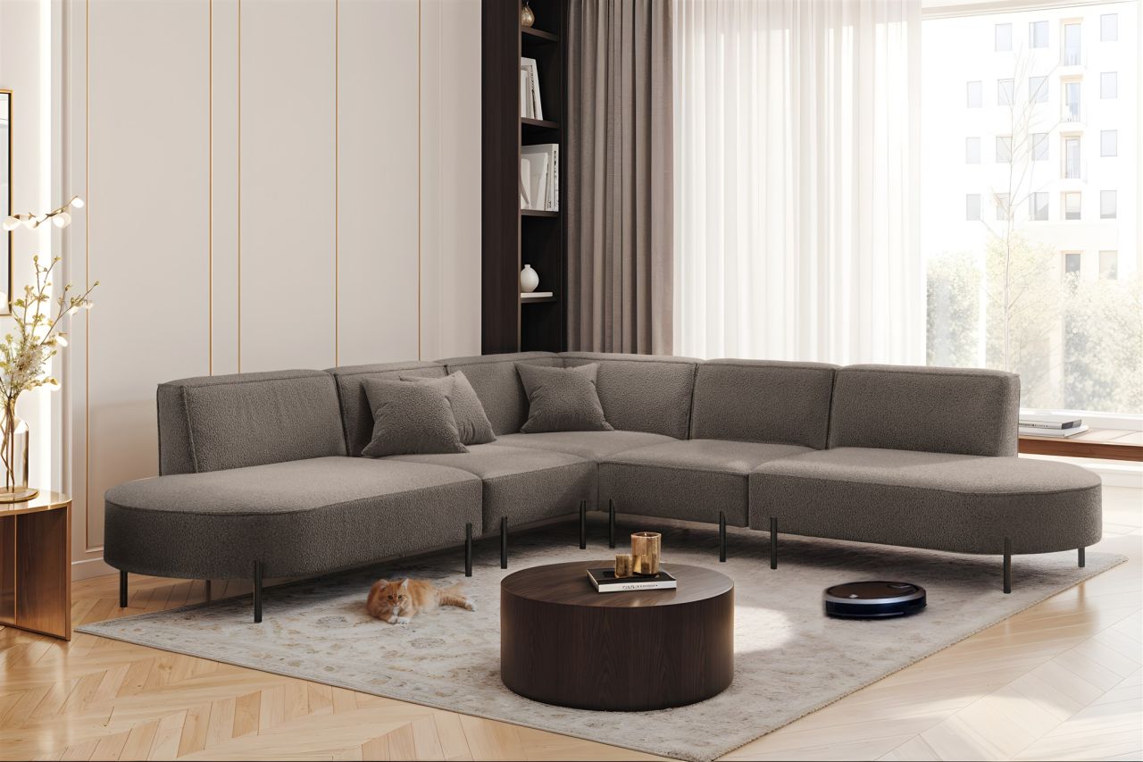 Ecksofa Designersofa VALENCIA Stoff Quelle Braun Universal