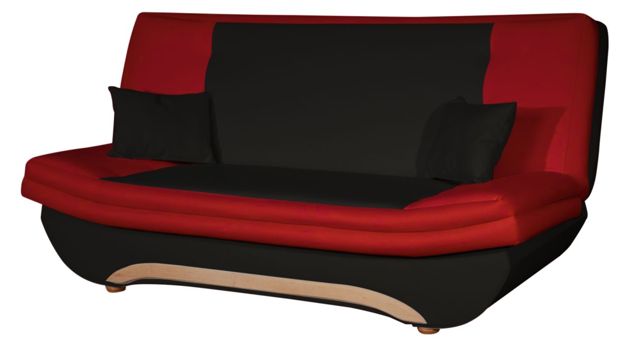 Klick-klack-Sofa Schlafsofa GIANA in Kunstleder Schwarz-Rot