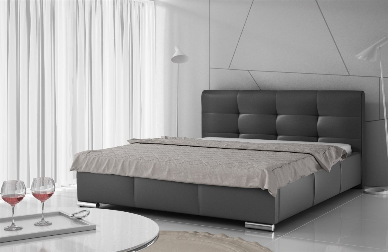 Polsterbett Bett Doppelbett TAYLOR Kunstleder Schwarz 160x200cm