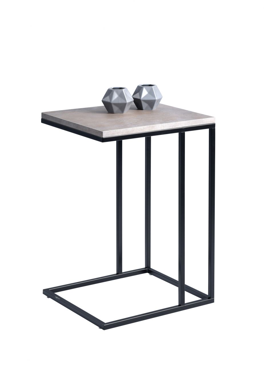 Beistelltisch Tisch RINO 38x43 cm Dekor Keramikoptik Gestell schwarz