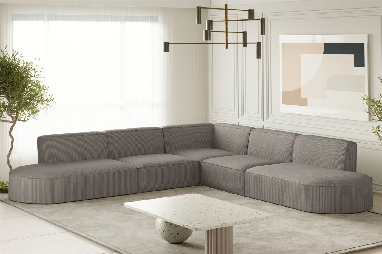 OUTLET Ecksofa Designersofa PALMA in Stoff Scala Grau Seite Universal