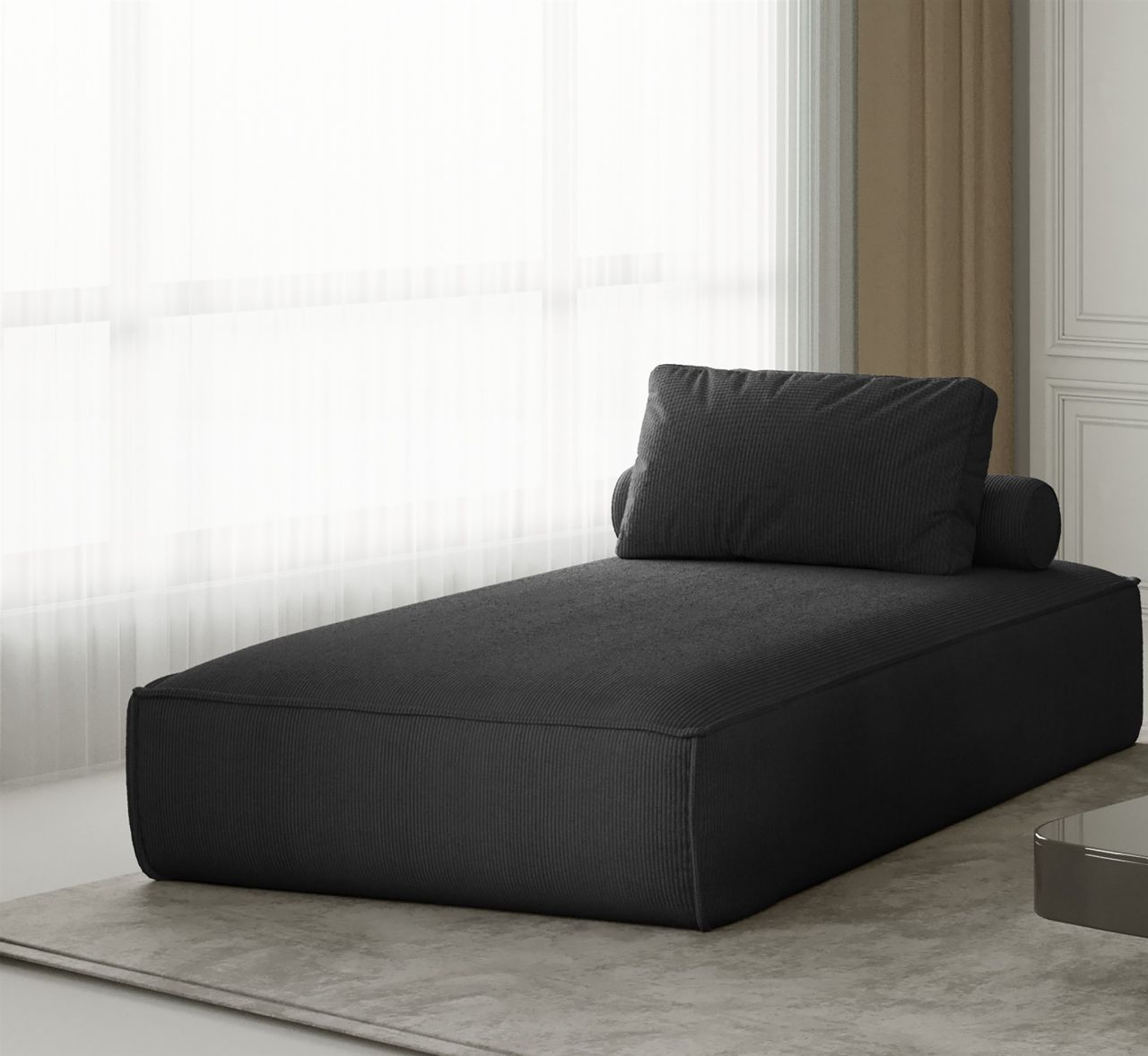 Chaiselongue Sezlong Liege CELES in Stoff Scala Schwarz