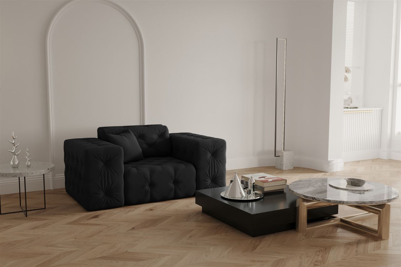 OUTLET Sessel Designersessel CHANTAL in Stoff Opera Velvet Schwarz