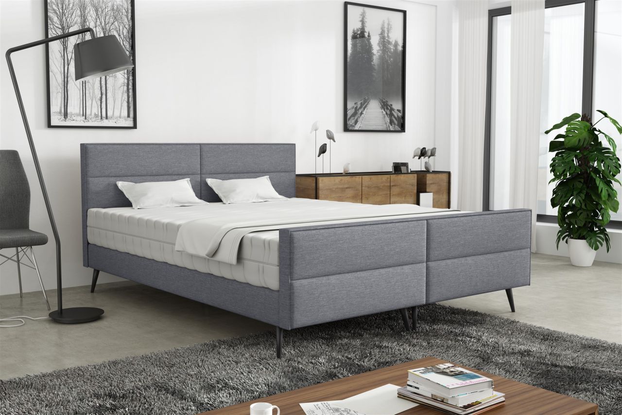 Polsterbett Doppelbett CREMONA 160x200cm Stoff Gemma Dunkelgrau ohne Matratze