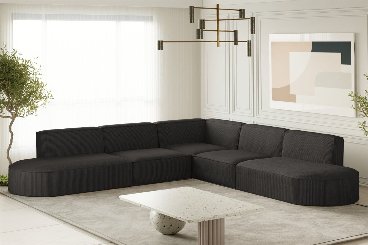 Ecksofa Designersofa PALMA Stoff Scala Anthrazit Seite Universal