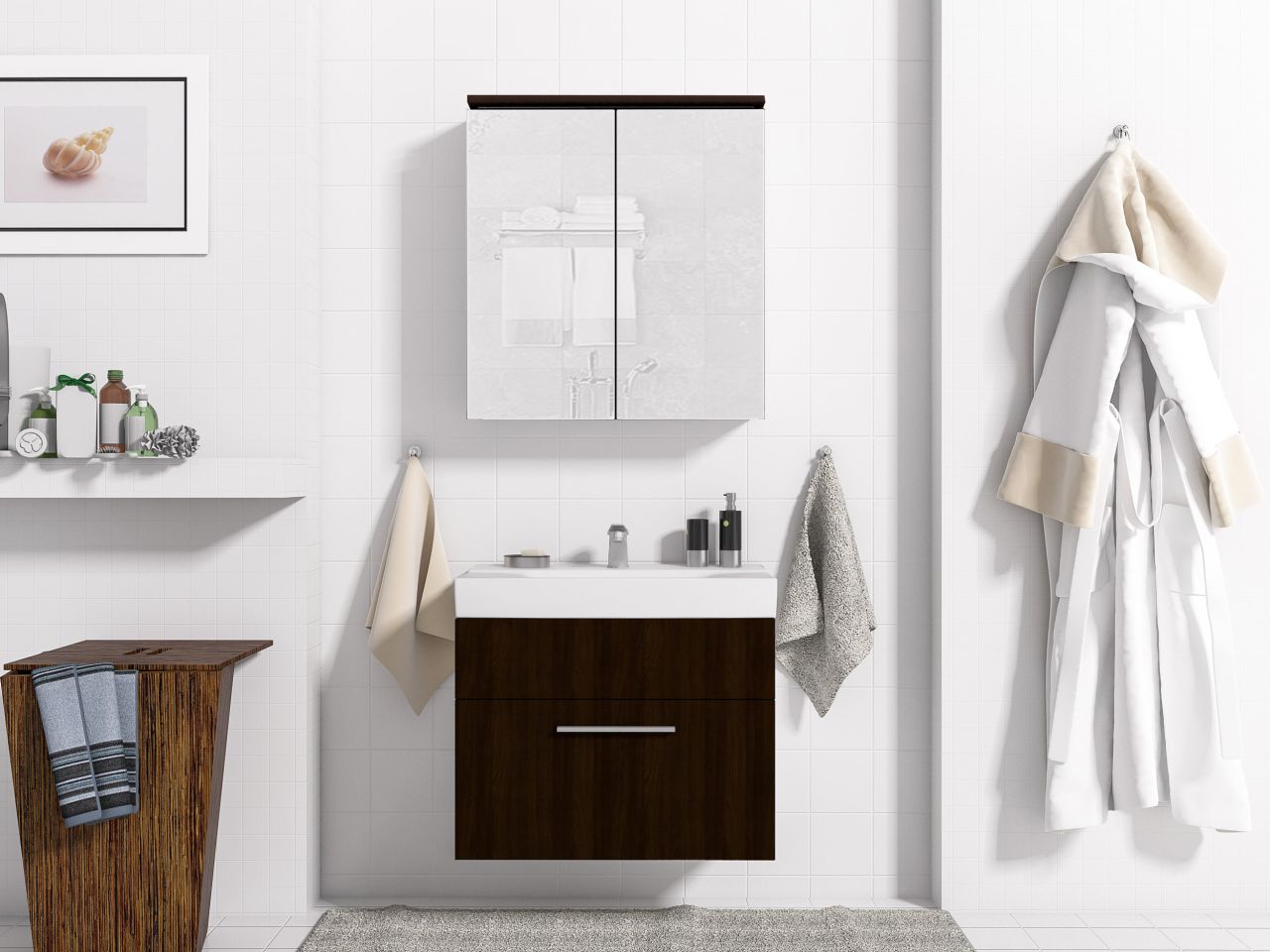 Badmöbel Set 3-Tlg Wenge matt MINI inkl.Waschtisch