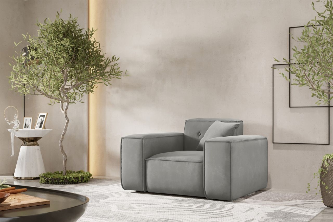 OUTLET Sessel Designersessel CESINA in Stoff Opera Velvet Steingrau