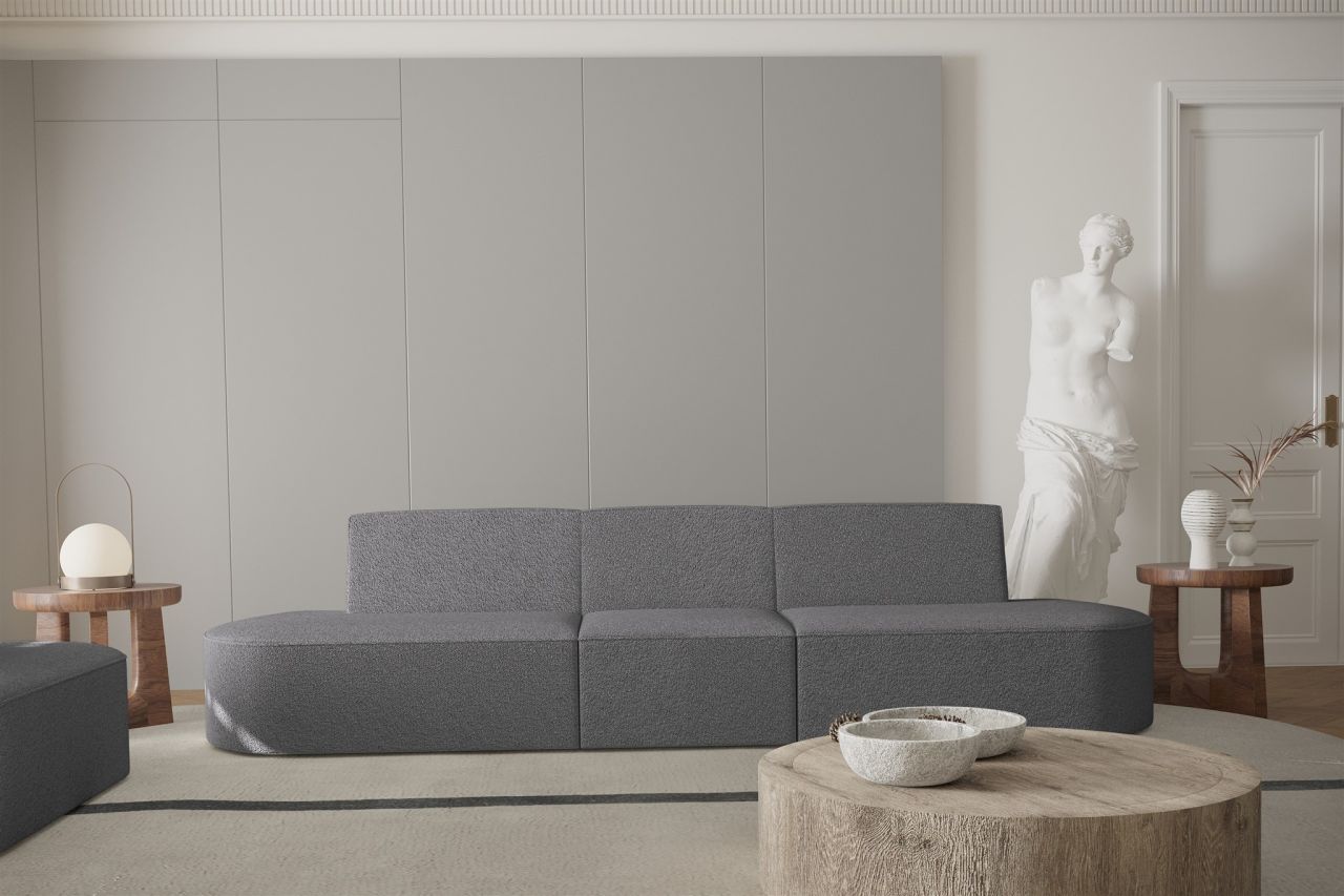 Sofa Designersofa 3-Sitzer MILOT in Stoff Ascot Bukla Graphit