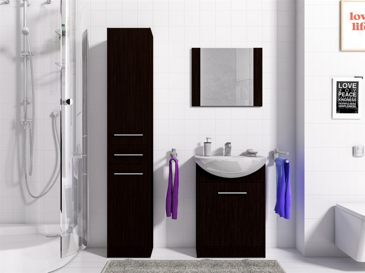 Badmöbel Set 4-Tlg Wenge matt PERM Nr.2 inkl.Waschtisch