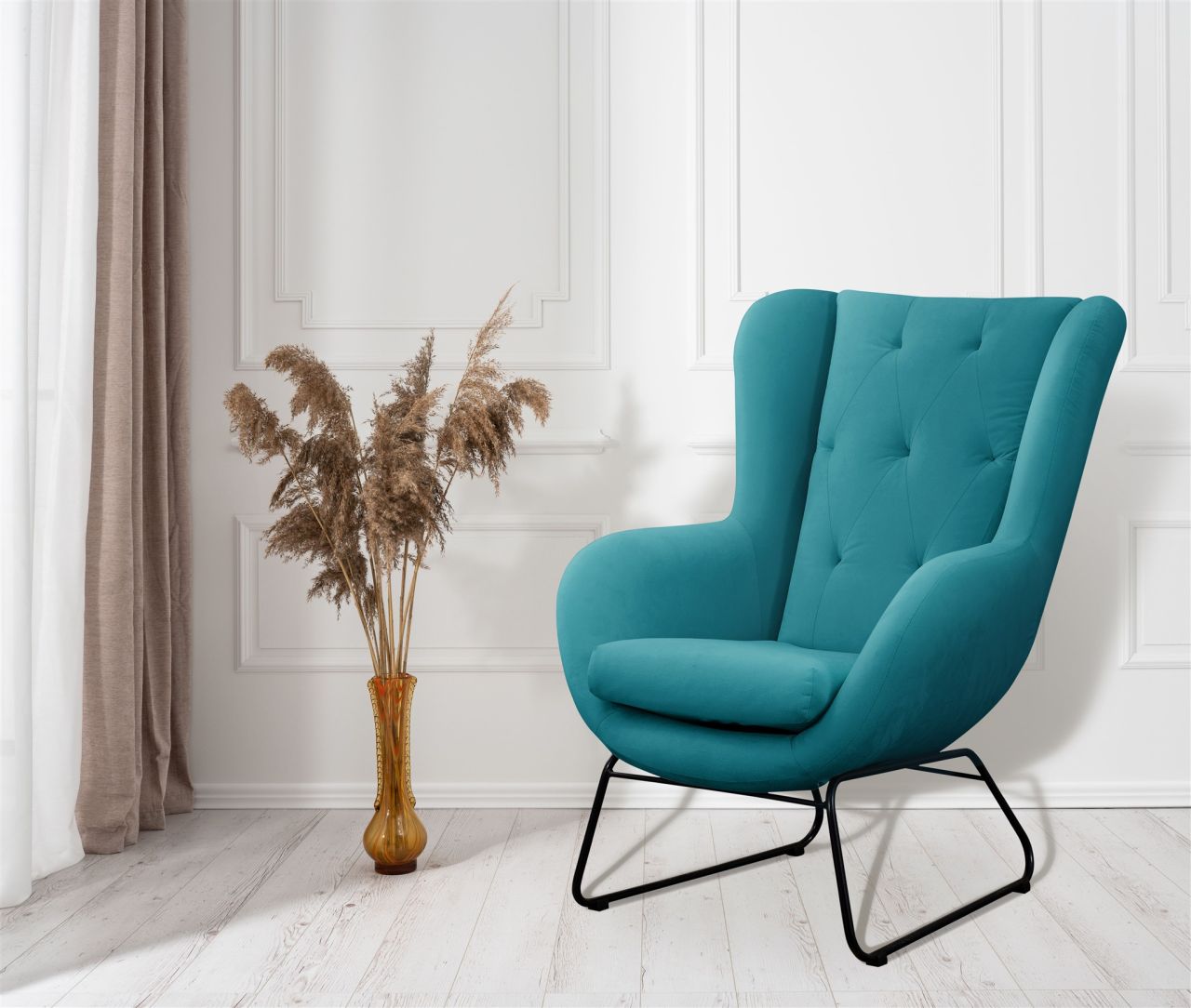 Sessel Designersessel ARTEMIS in Stoff Kronos Türkis