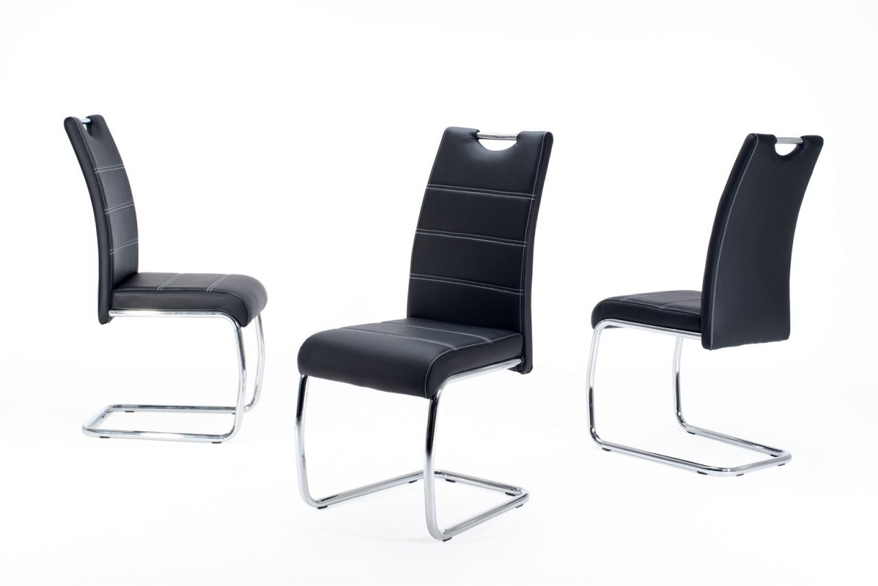 Esszimmerstühle Stuhl Freischwinger 2er Set ELENI Schwarz