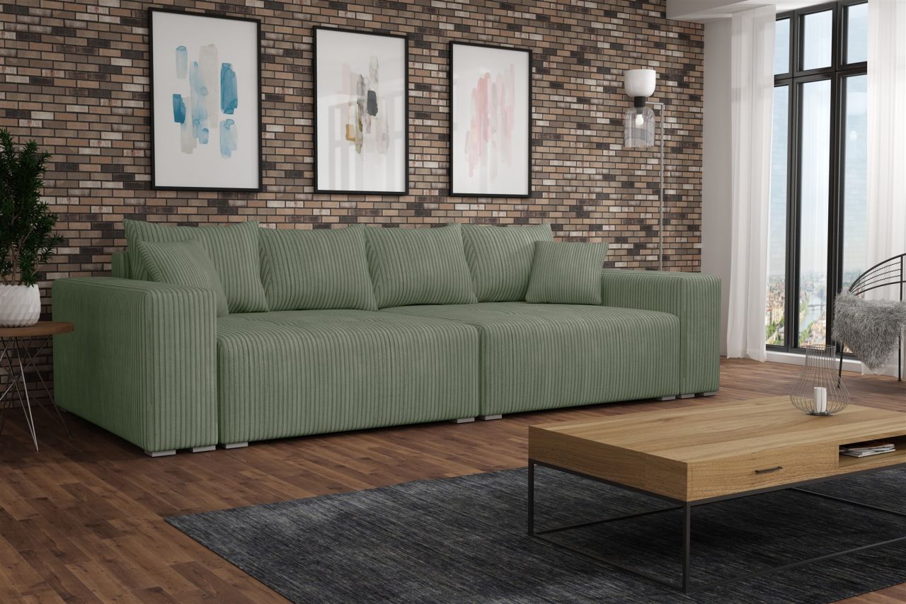 Big Sofa Couchgarnitur REGGIO Megasofa mit Schlaffunktion Stoff Poso Grün