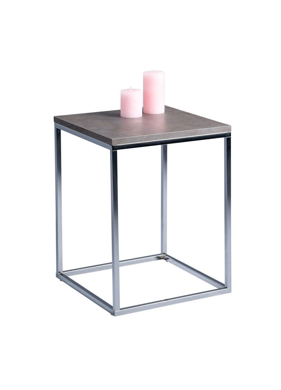 Beistelltisch Tisch SOMA 40x40 cm Dekor Keramikoptik Gestell verchromt