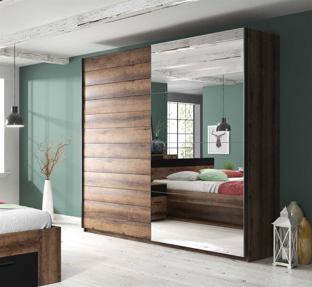 Schiebetürenschrank Schrank ASKJA Eiche Monastery 200x210 cm