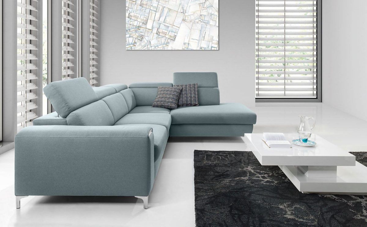 Ecksofa Sofa STELLA XL mit Schlaffunktion Mintgrün Ottomane Rechts