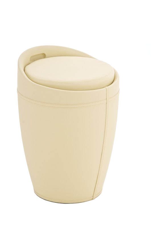 Sitzhocker - Amy - Hocker Sessel Kunstleder Creme 30x30 cm