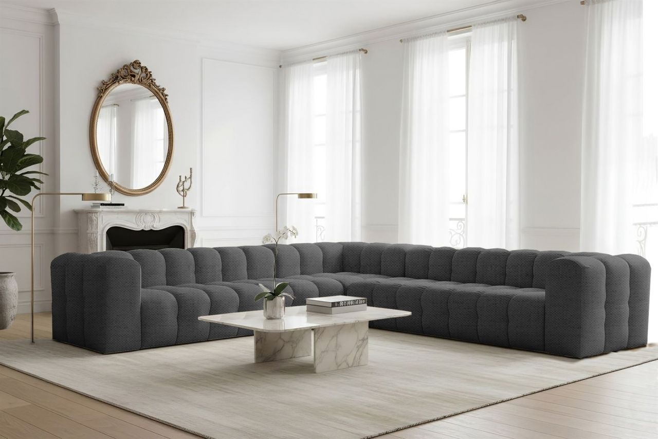 Ecksofa Designersofa SOLVIE XL in Stoff Moly Anthrazit Seite Universal