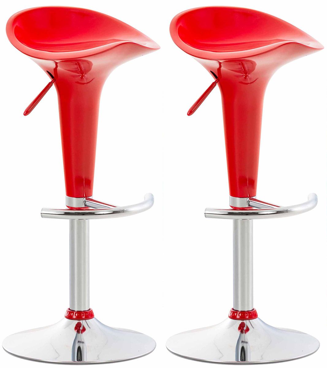 Barhocker Hocker 2er Set - Nr 120 - Kunstoff Rot