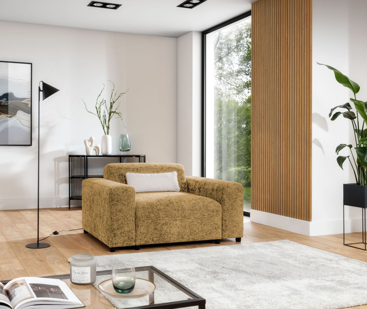 Sessel Designersessel ROMY in Stoff Enjoy Me Honiggelb