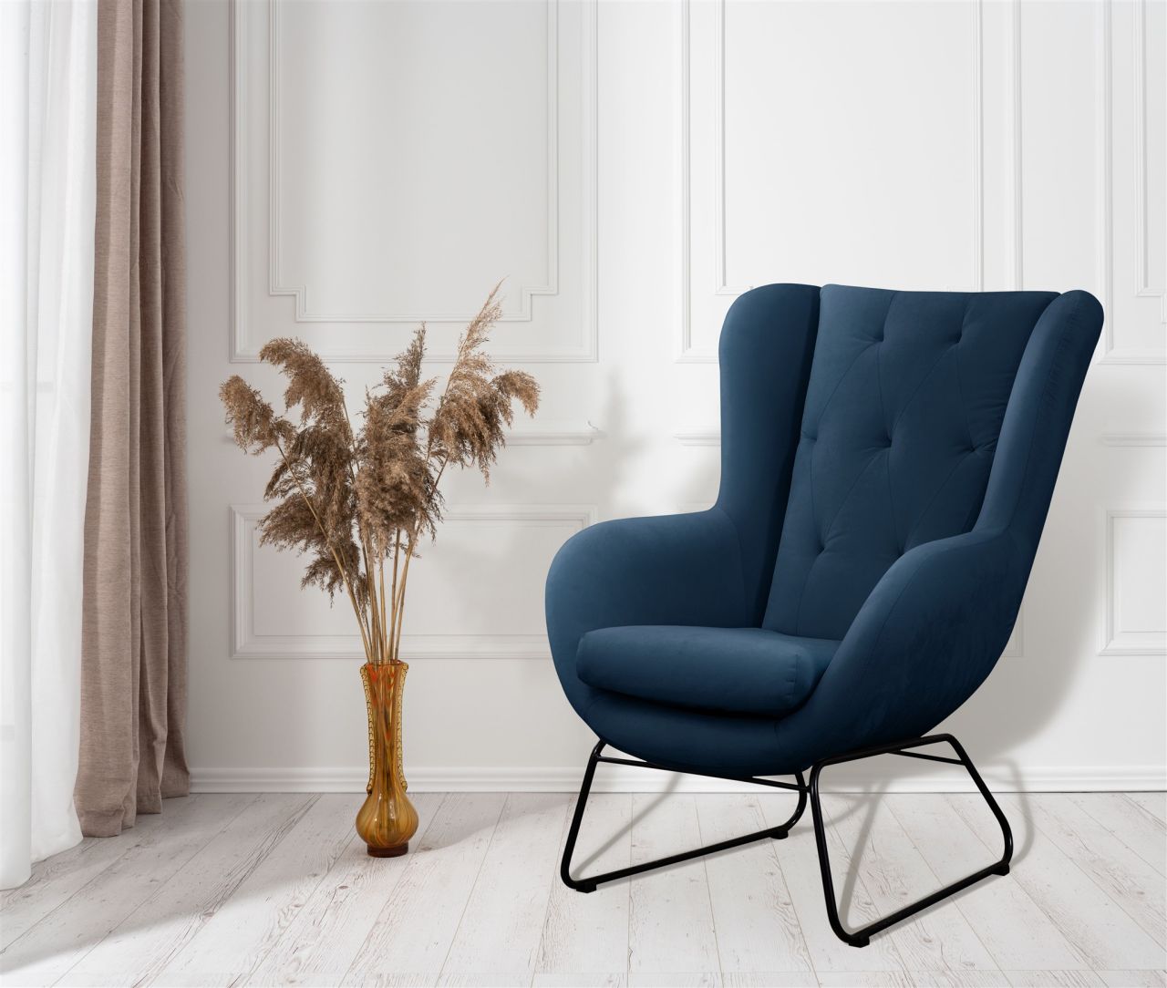 Sessel Designersessel ARTEMIS in Stoff Kronos Dunkelblau