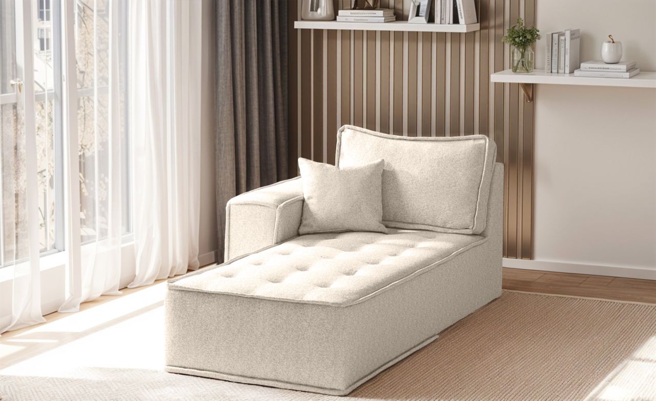 Ottomane Modul SANDE Stoff Raven Creme Seite Links