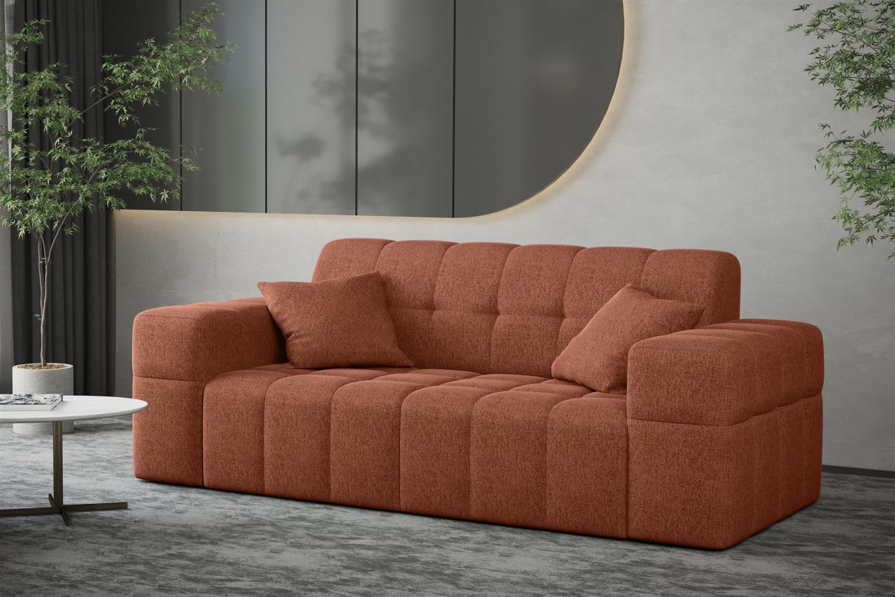 Sofa Designersofa NANCY 2-Sitzer in Stoff Neve Rostbraun
