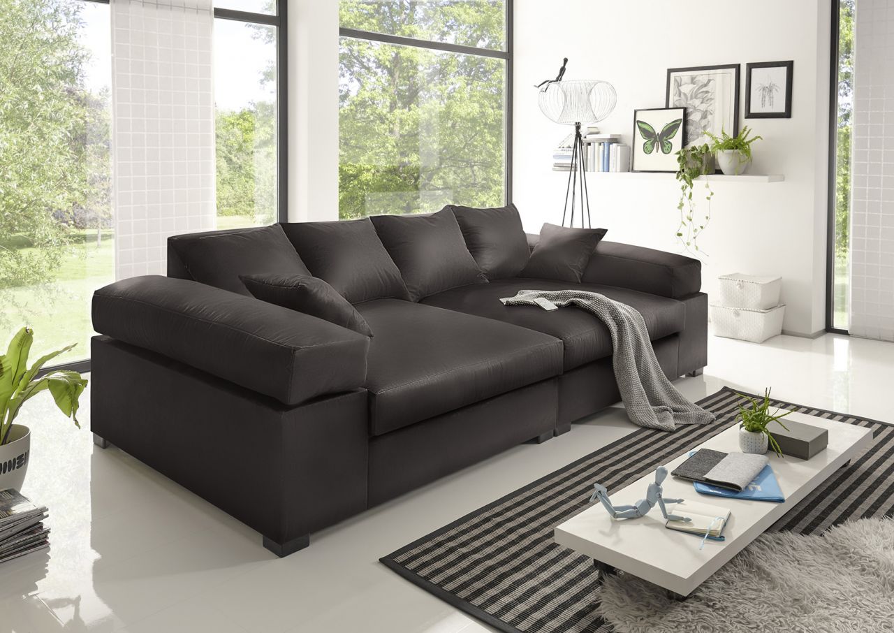 Big Sofa Couchgarnitur Megasofa Riesensofa AREZZO - Kunstleder Braun