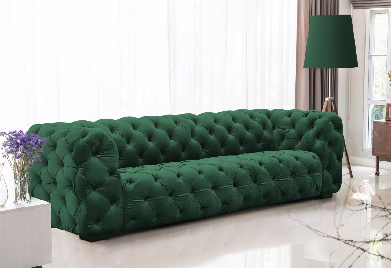 Sofa Designersofa NATALIE 4-Sitzer in Stoff Riviera Grün