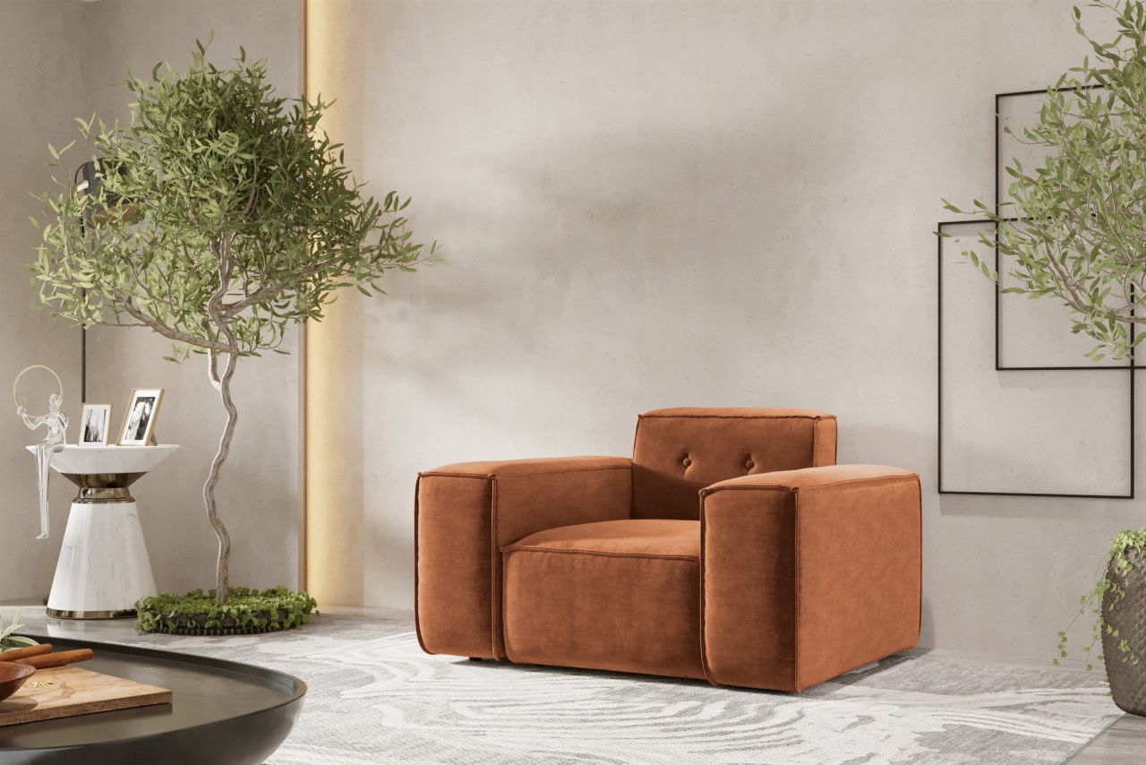 Sessel Designersessel CESINA in Stoff Perfect Harmony Rostbraun