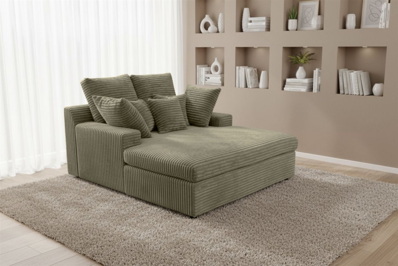 Lounge Chaiselongue AROSA Liege in Stoff Tilia Olivgrün