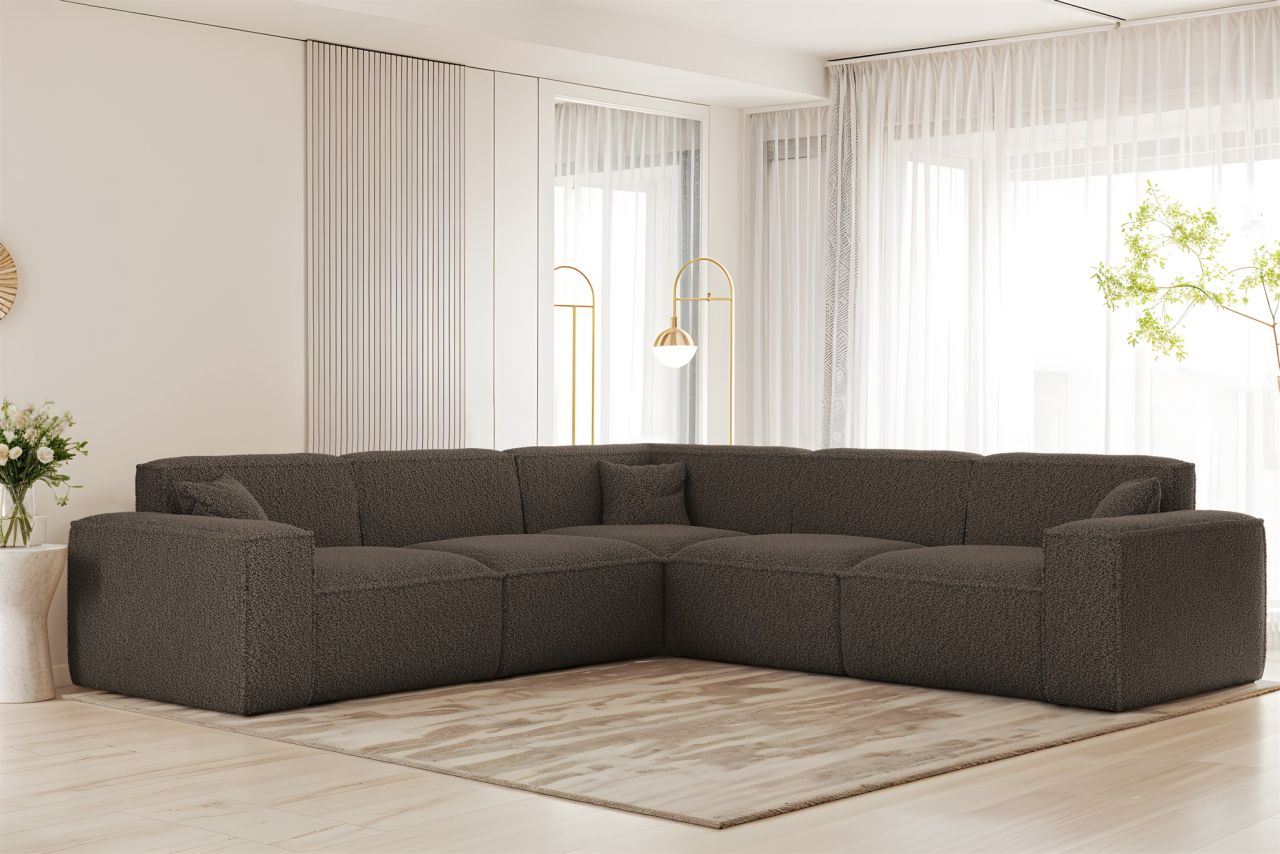Ecksofa Designersofa CELES PREMIUM in Stoff Sven Braun Seite Universal