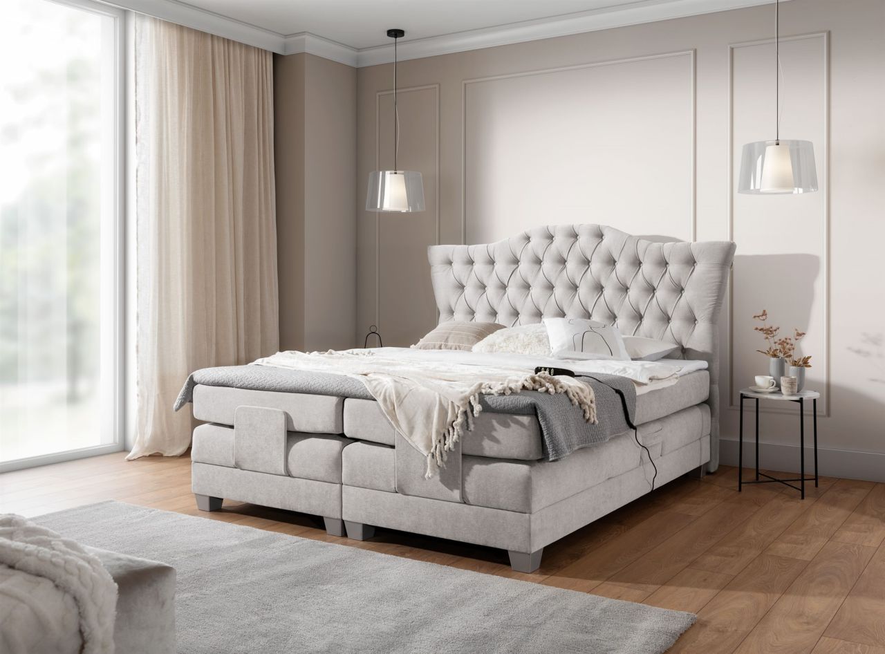 Boxspringbett Elektrisch Bett FAUSTO 120x200cm in Stoff Wind Grau