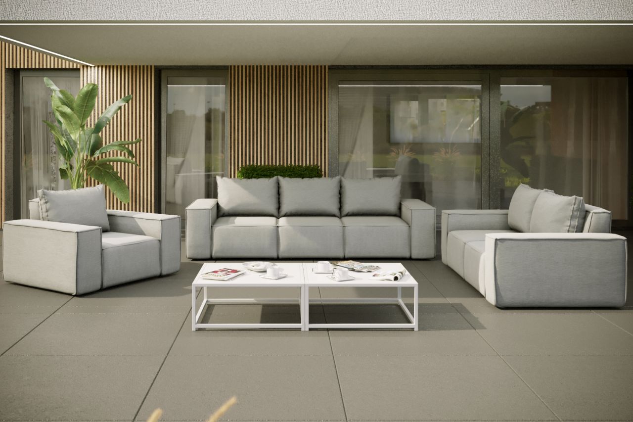 Gartenmöbel-Set GARDENT 3-2-1 wetterfester Stoff NXL Hellgrau