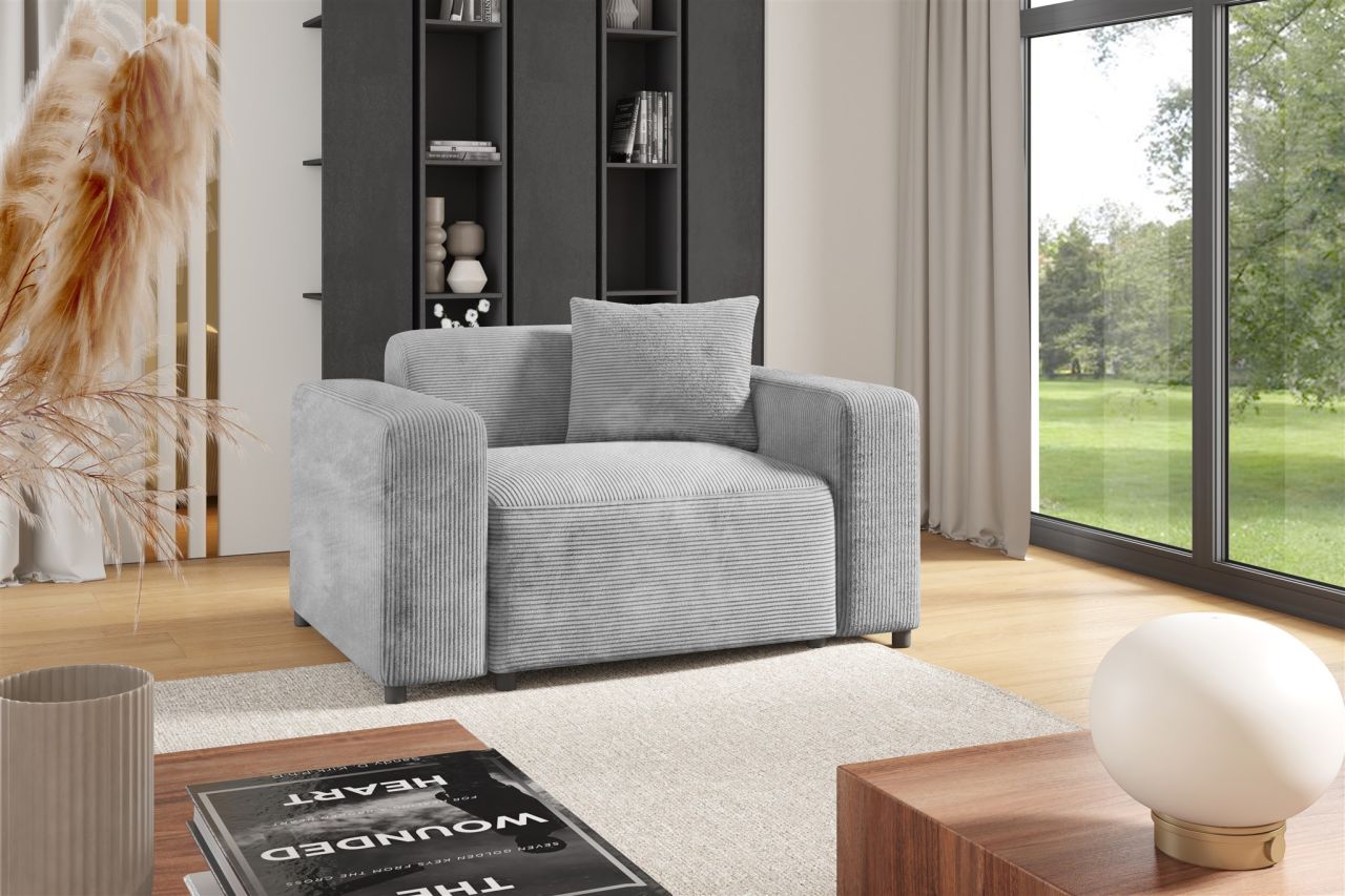 Sessel Designersessel MEGAN in Stoff Poso Hellgrau