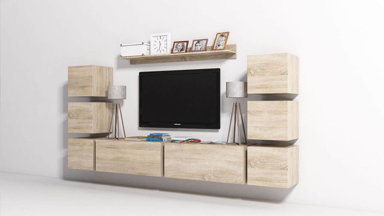 Mediawand Wohnwand 9 tlg CONVERT Nr.8 Sonoma matt