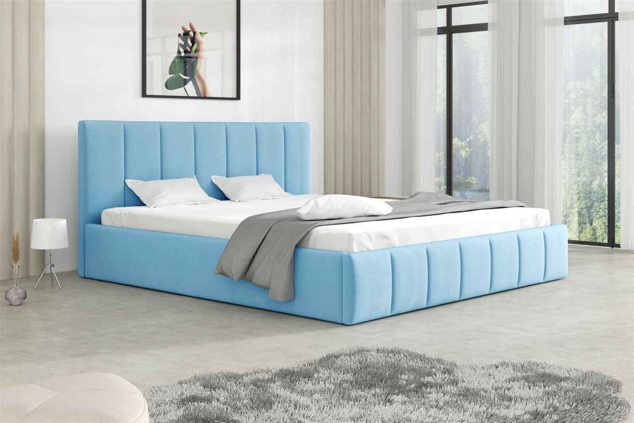 Polsterbett Doppelbett DETROIT Komplettset 120x200cm Stoff Magic Velvet Sky