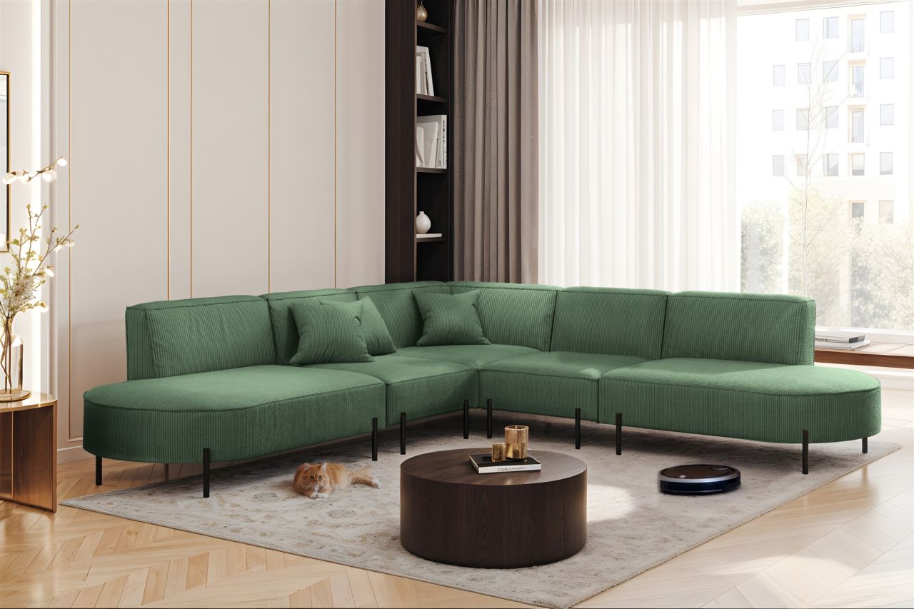 Ecksofa Designersofa VALENCIA Stoff Scala Forest Universal