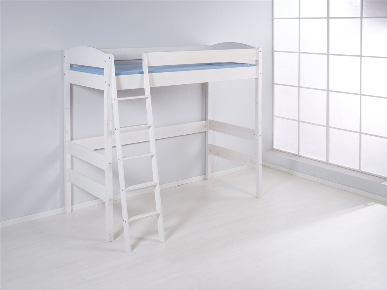 Hochbett Spielbett Bett - BENI - Komforthöhe 180 cm Kiefer Weiss