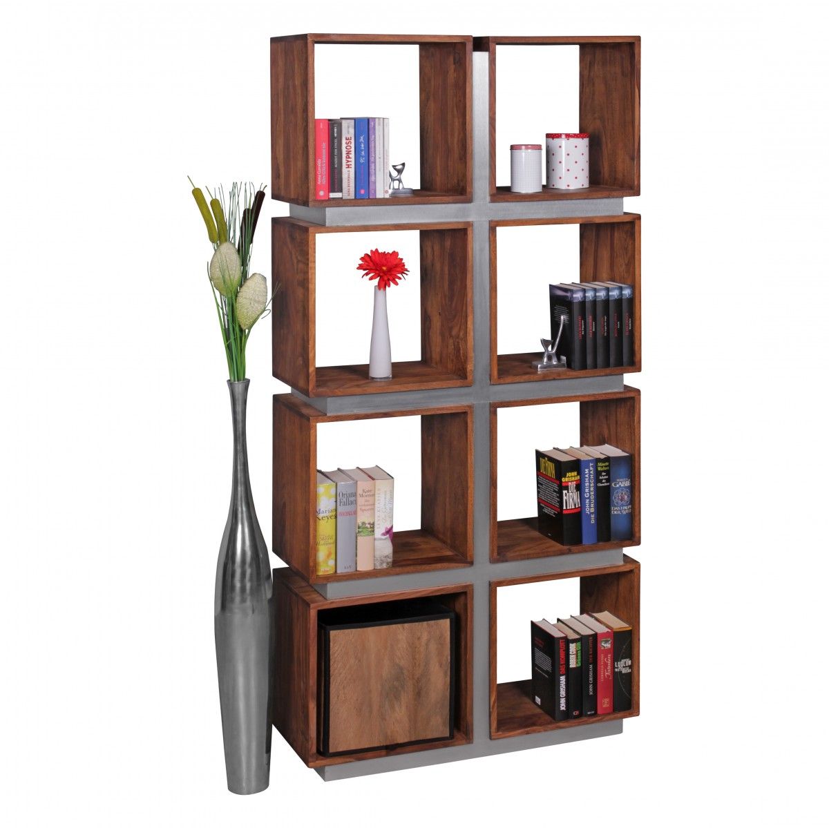 Bücherregal Regal Raumteiler NUKA 85x30x180 cm Holz Sheesham Landhaus