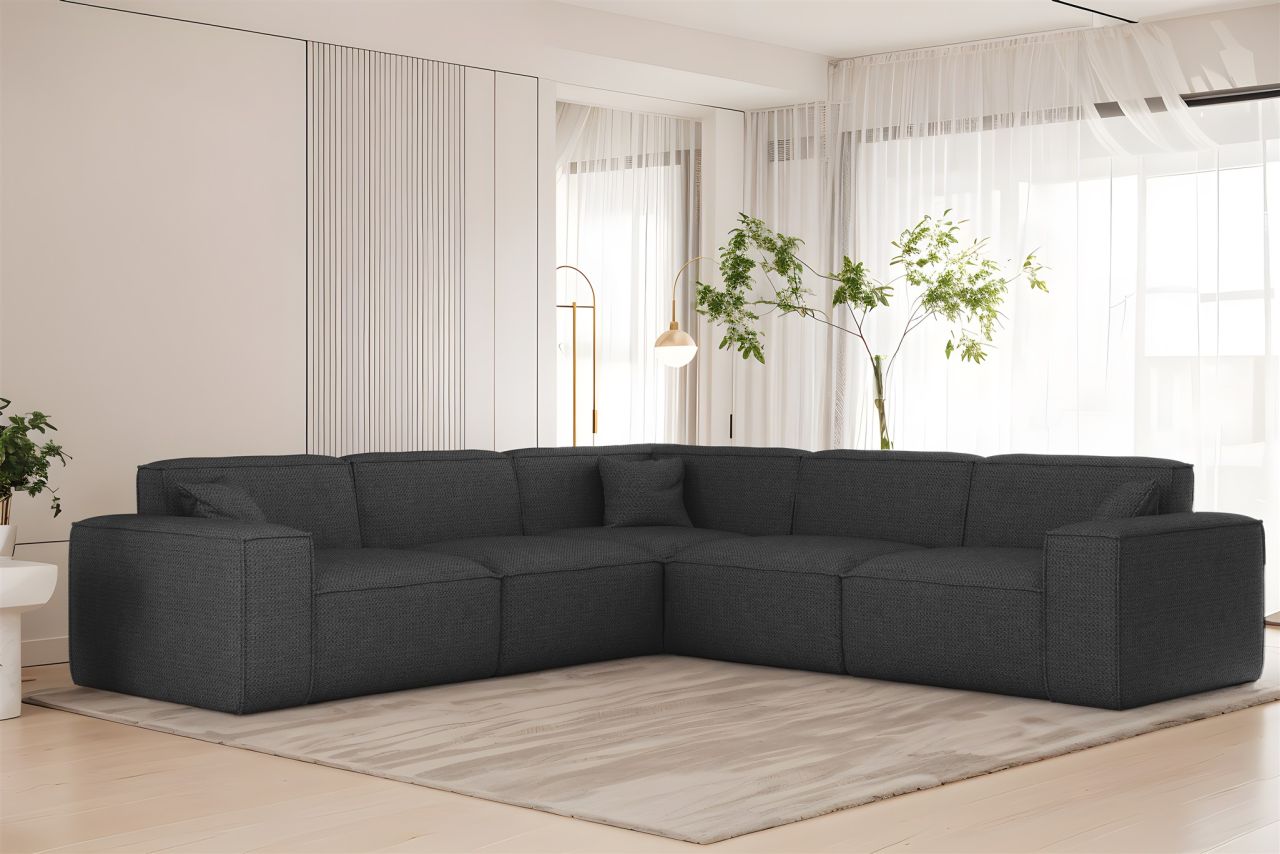 Ecksofa Designersofa CELES PREMIUM in Stoff Artico Anthrazit Seite Universal