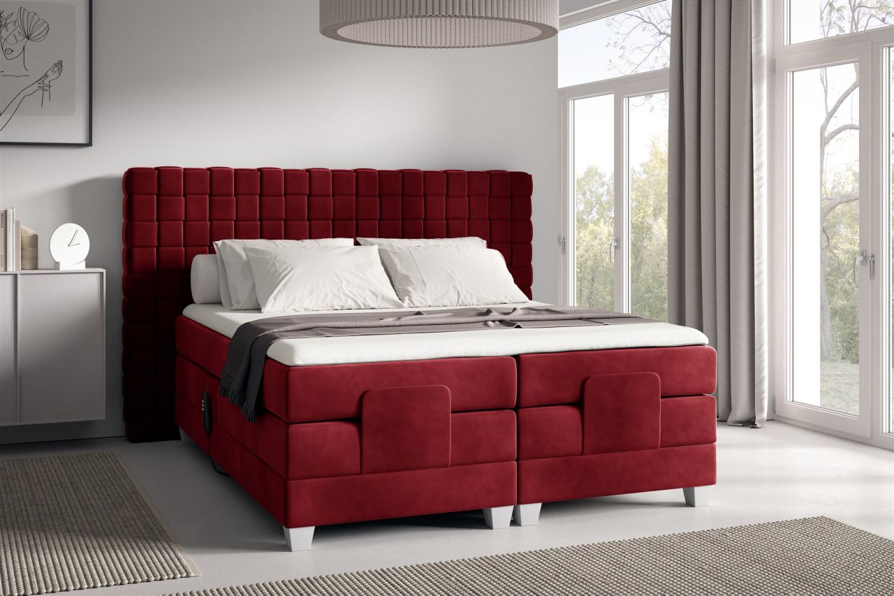 Boxspringbett Elektrisch Bett VIDAL 160x200cm in Stoff Fresh Rot