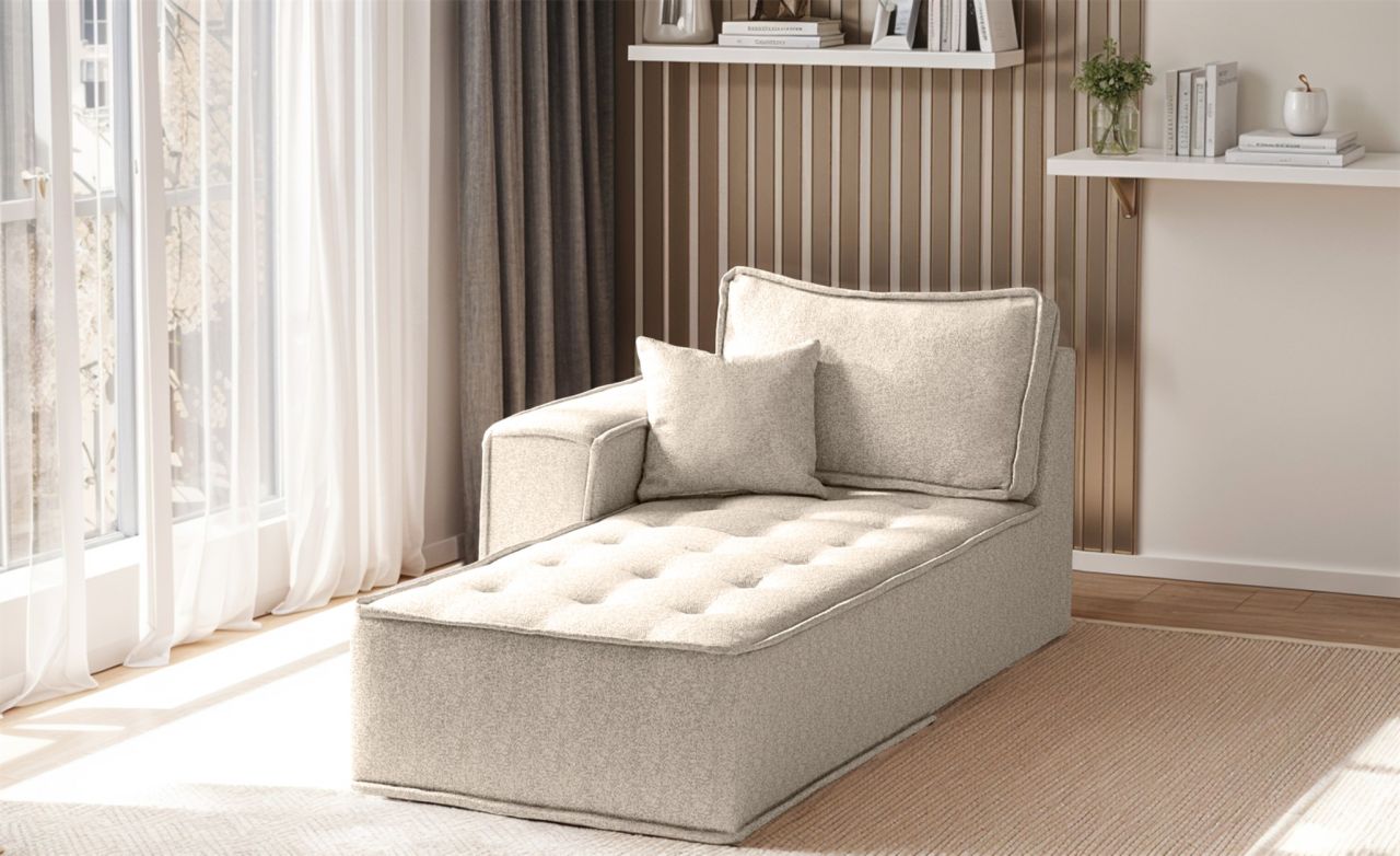 Ottomane Modul SANDE Stoff Alpine Beige Seite Links