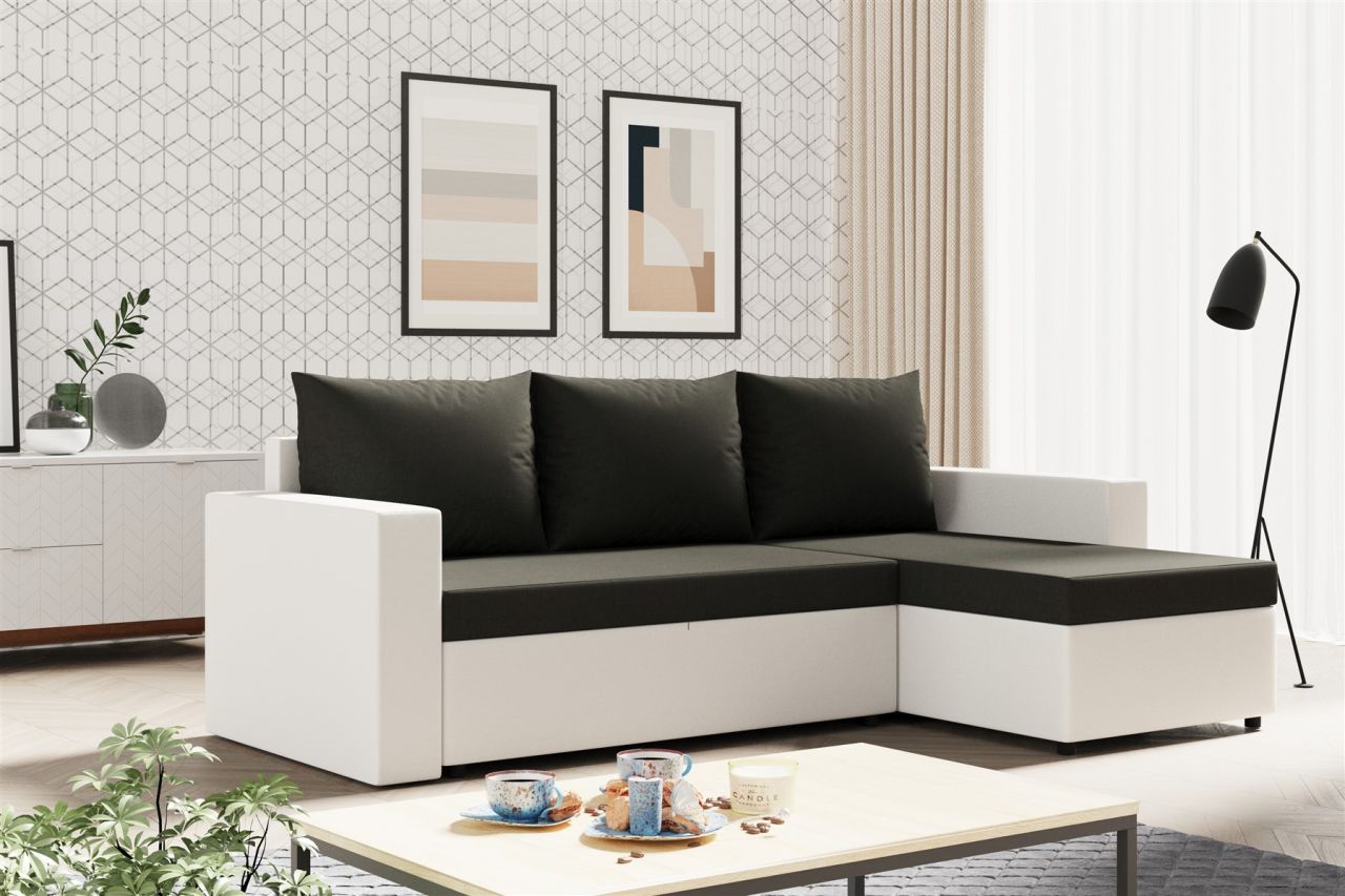 Ecksofa Sofa MERLE mit Schlaffunktion in div. Farbvarianten Ottomane Rechts