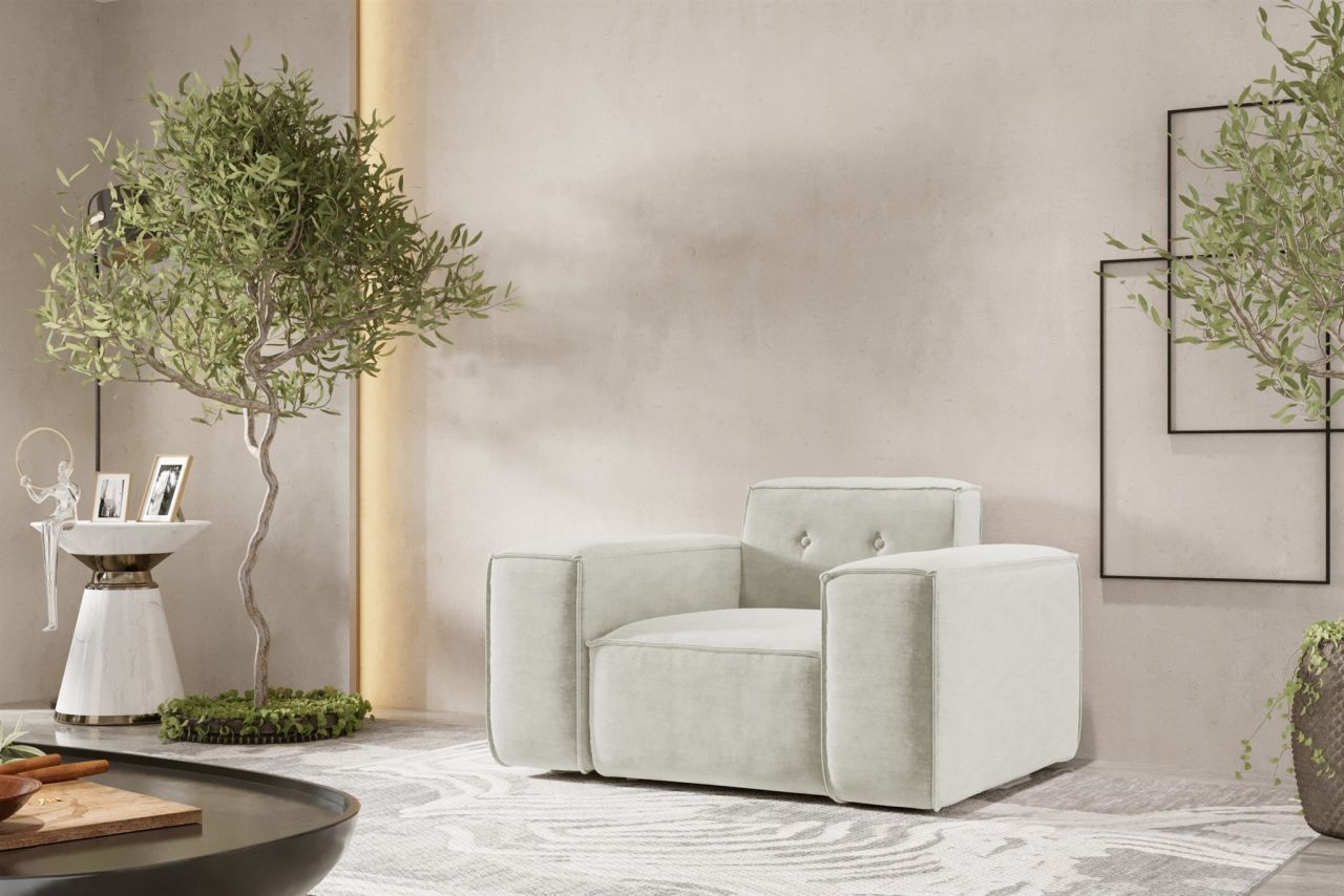 Sessel Designersessel CESINA in Stoff Perfect Harmony Cremeweiß