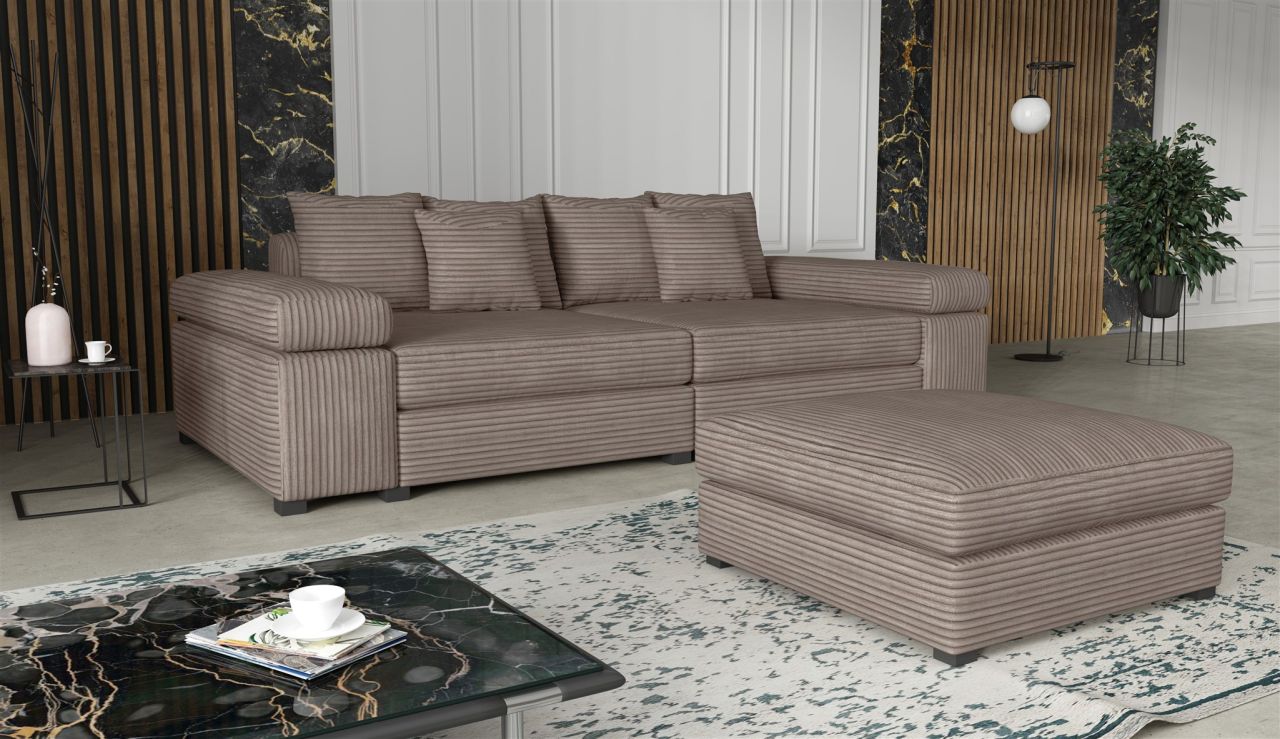 Big Sofa Megasofa Riesensofa AREZZO inkl. Hocker Stoff Tilia Milchkaffee