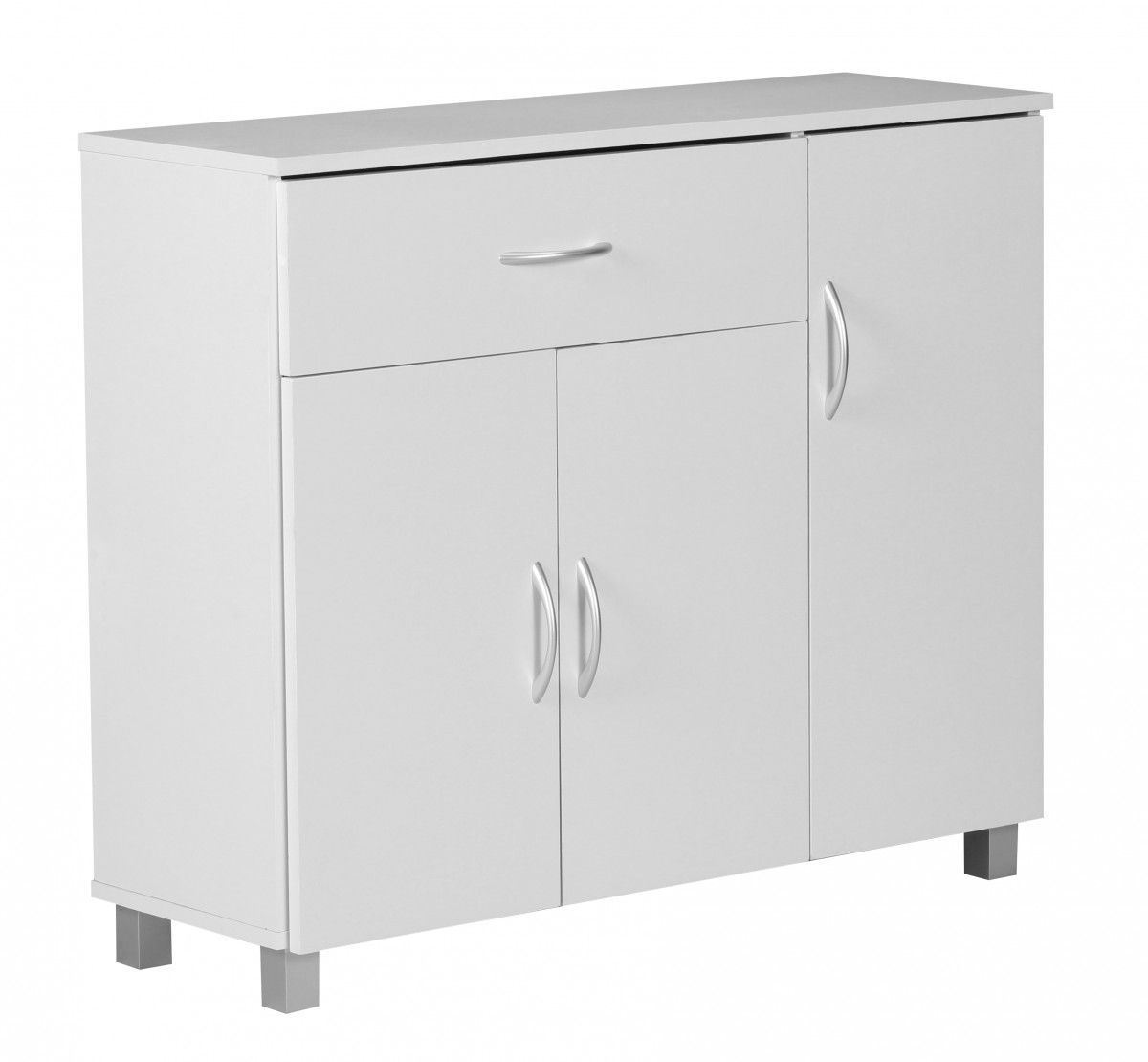 Kommode Sideboard - AMIRA - Weiss 90 x 75 cm mit 3 Türen + 1 Schublade