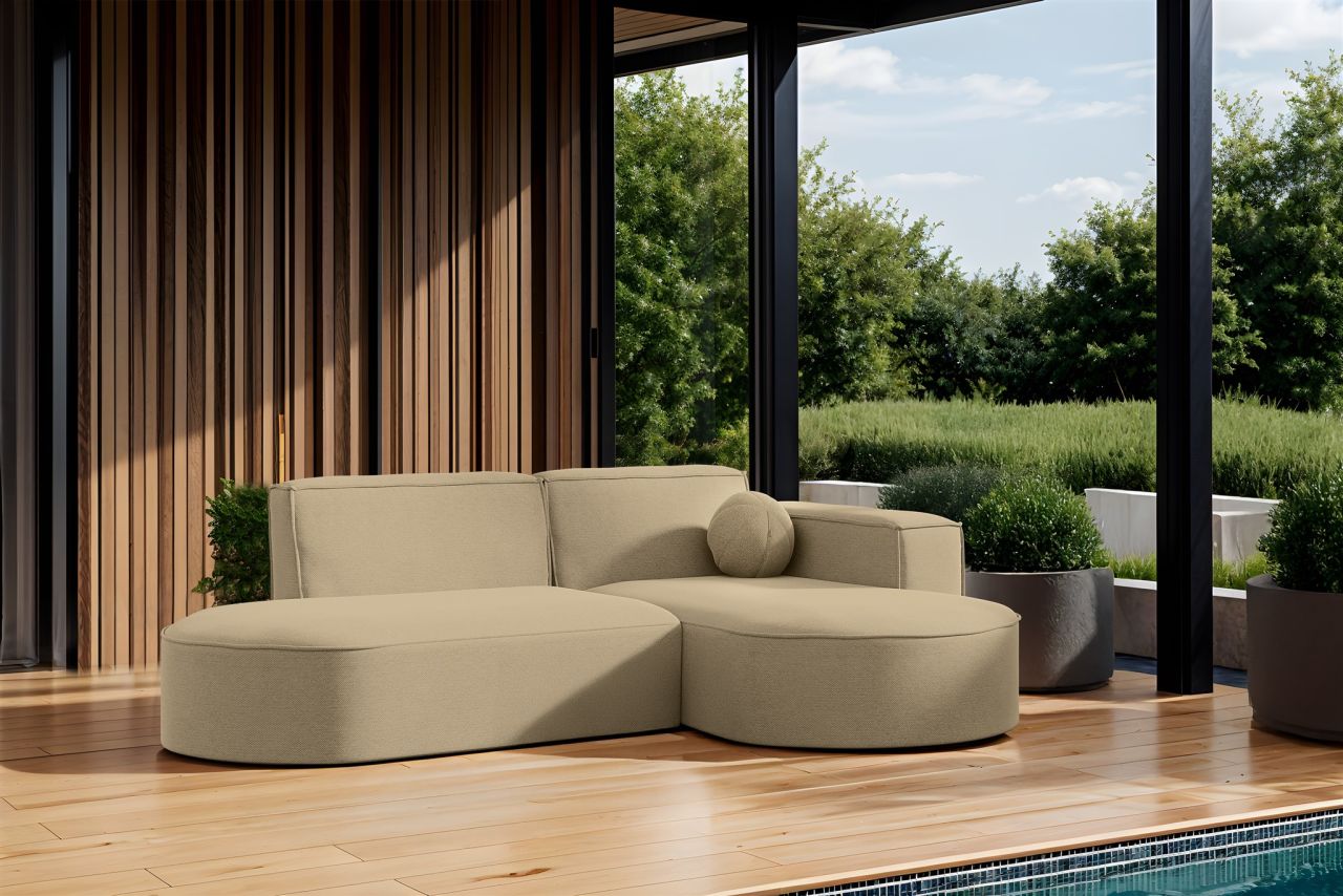 OUTLET Garten Ecksofa SUNDAY XS in wetterfester Stoff ART-N Beige Ottomane Re...