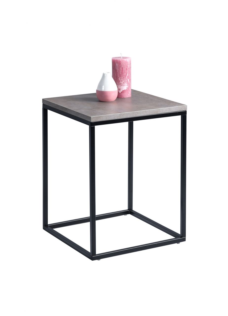 Beistelltisch Tisch SOMA 40x40 cm Dekor Keramikoptik Gestell schwarz