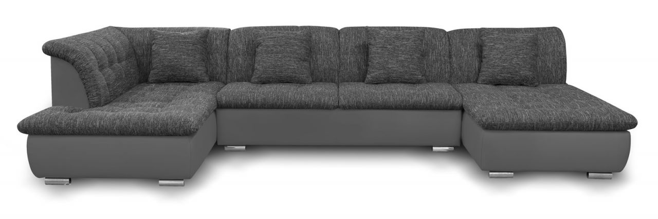 Couchgarnitur NICOLE ohne Schlaffunktion Ottomane Rechts Grau/Schwarz