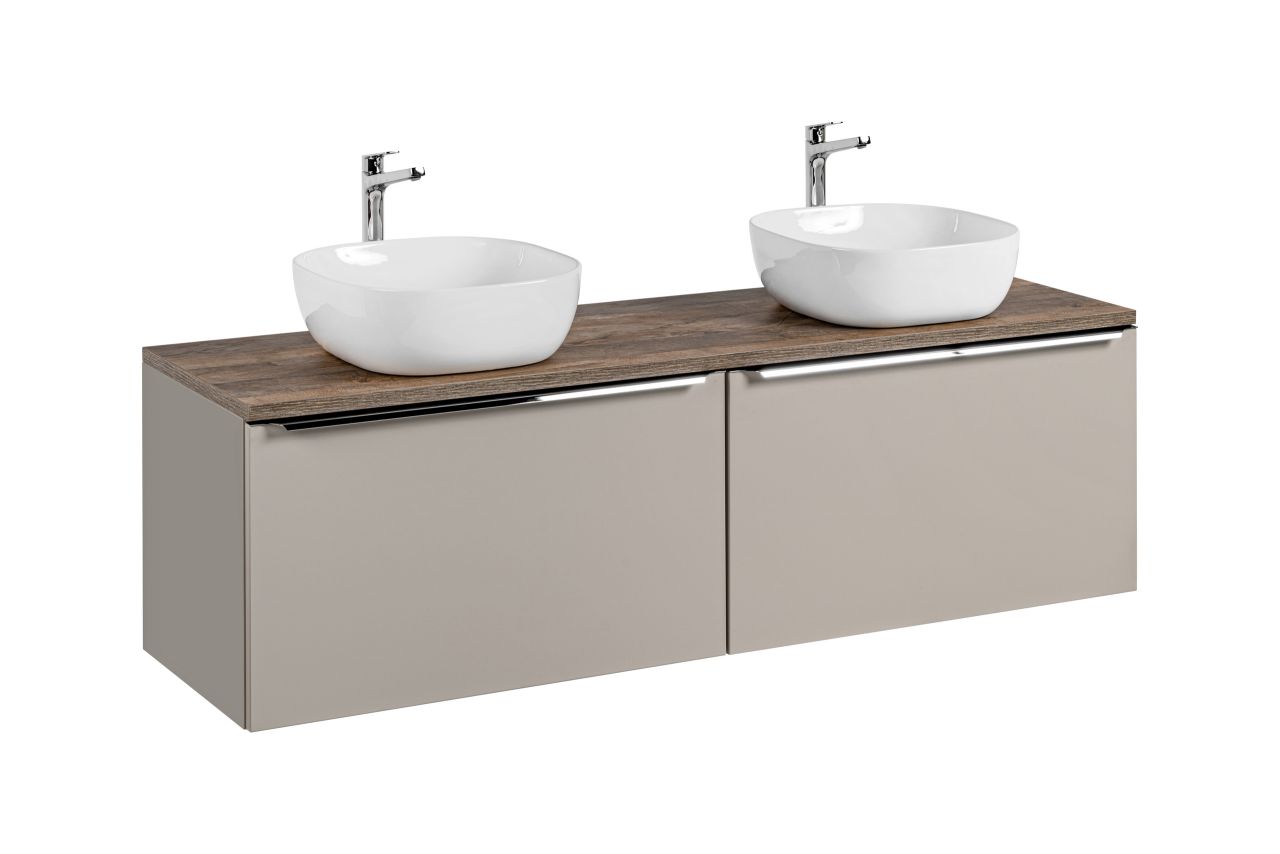 Waschtischunterschrank 4-tlg AKAN 160cm Taupe inkl. Waschtisch